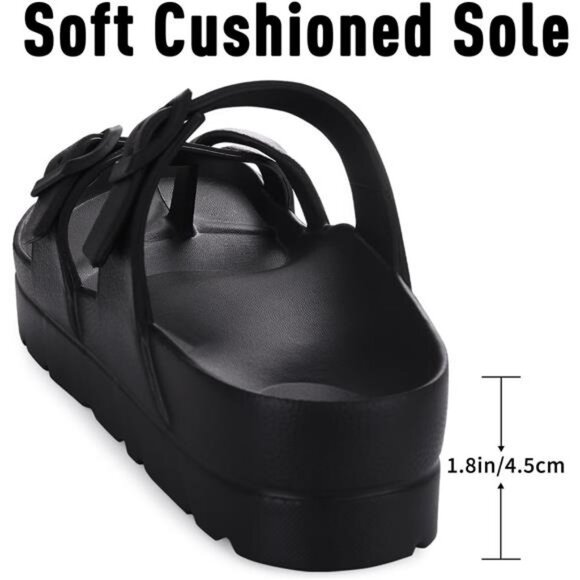 Women's Platform Sandals with Arch Support Comfortable Foam Slides Summer Beach - Picture 6 of 7